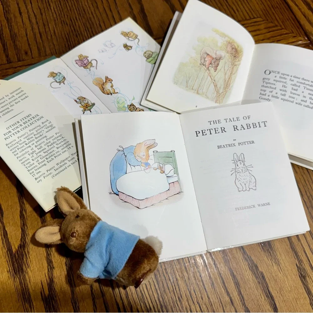 Beatrix Potter Book Collection + Peter Rabbit Plush, Stickers Book, Board book📚